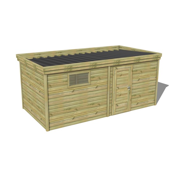 Abri de jardin bois pin traité autoclave 27mm - 5,69x2,64m / 15m2 - bac acier - abri français