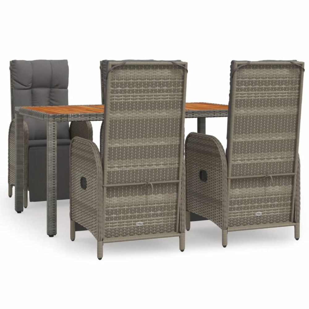 Ensemble à manger de jardin 5 pcs coussins gris résine tressée