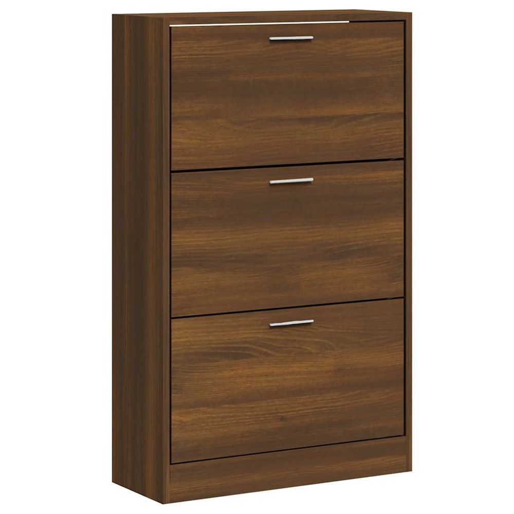 Armoire à chaussures chêne marron 63x24x103cm bois d'ingénierie