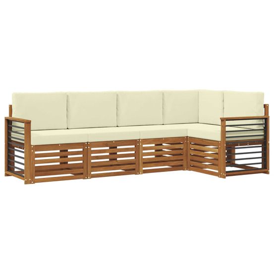 Ensemble de canapés d'extérieur 5 pc naturel et crème polyester