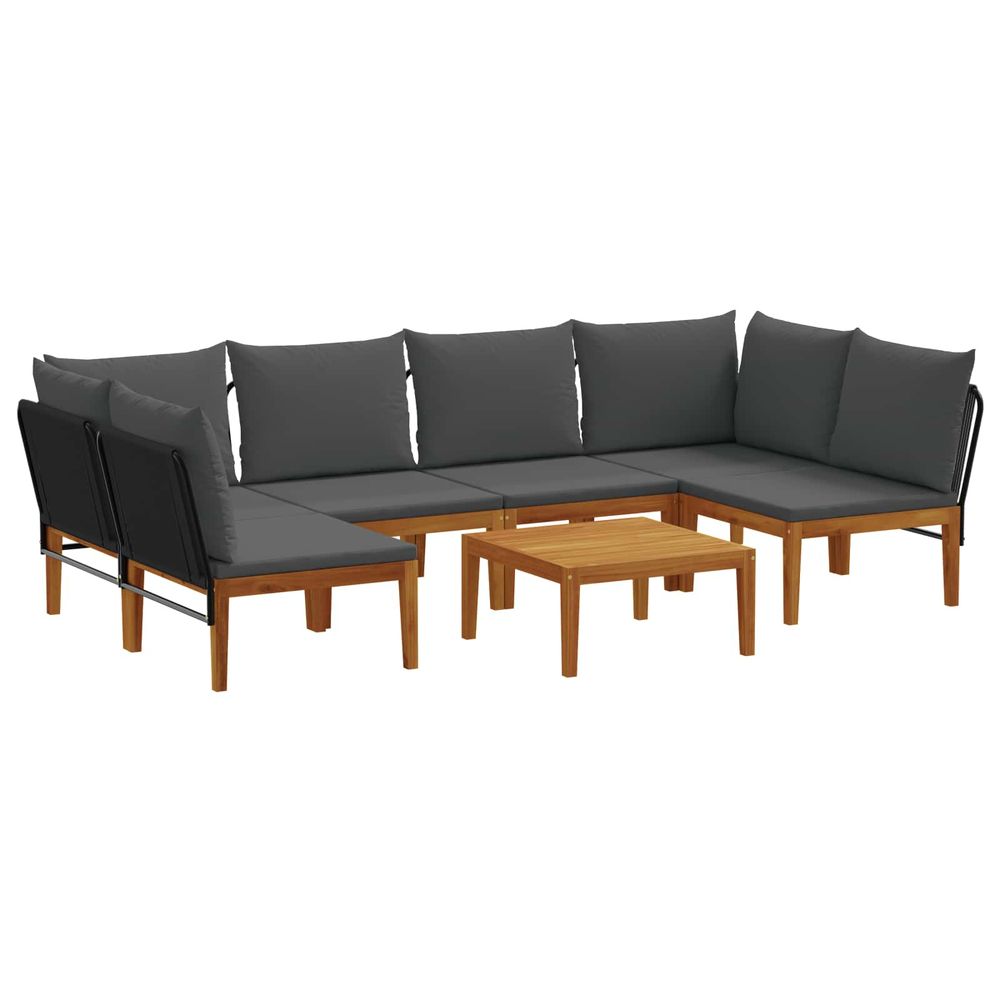 7 pc bois d'acacia massif et corde naturel