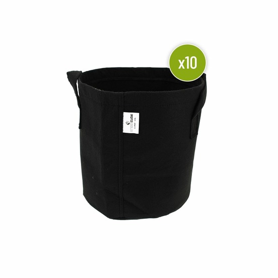 Lot de 10 pots textile noir 15 l – pots respirants et durables