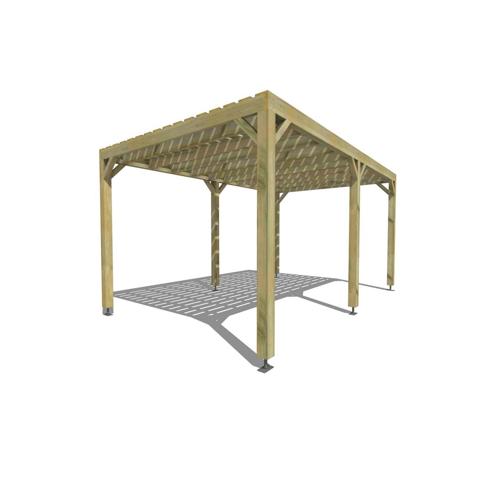 Pergola bois • 5m x 3m • indépendante • sens profondeur • platelage bois • livraison comprise