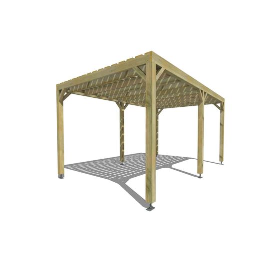 Pergola bois • 5m x 3m • indépendante • sens profondeur • platelage bois • livraison comprise