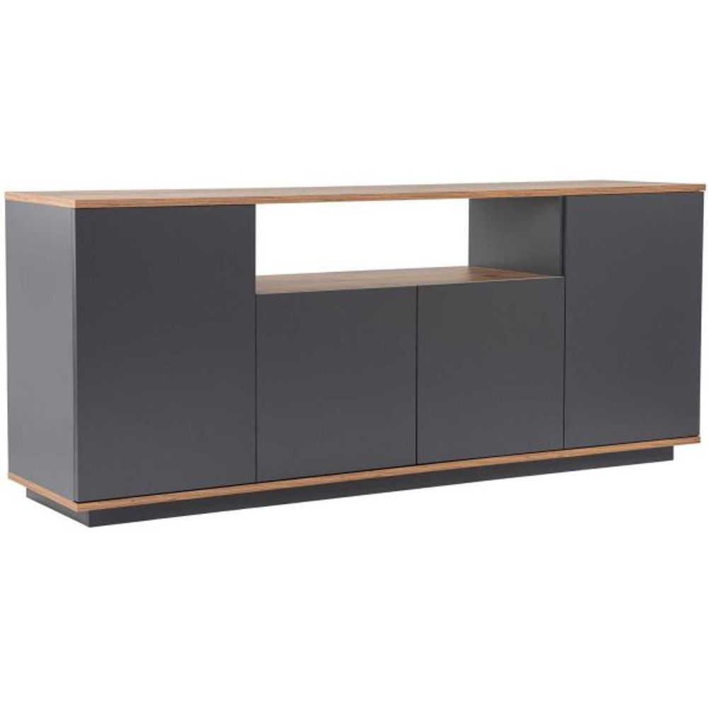 Buffet 4 portes en aggloméré arista anthracite et pin