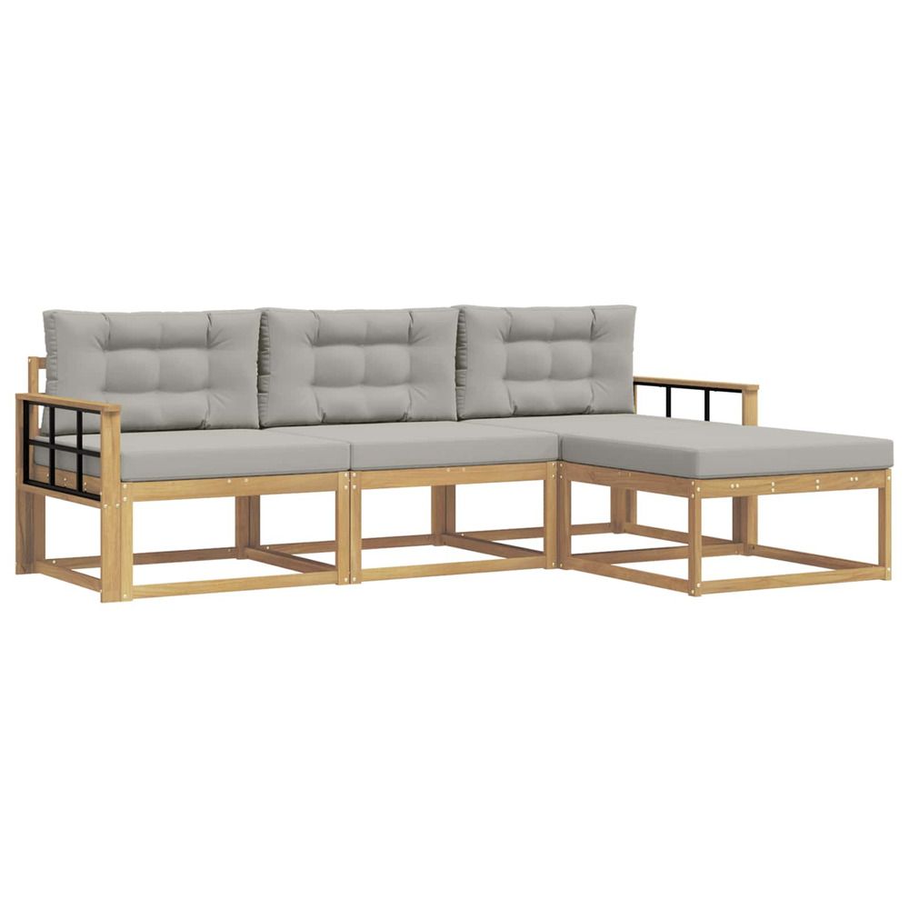 Ensemble de canapés d'extérieur 4 pc blanc et gris clair