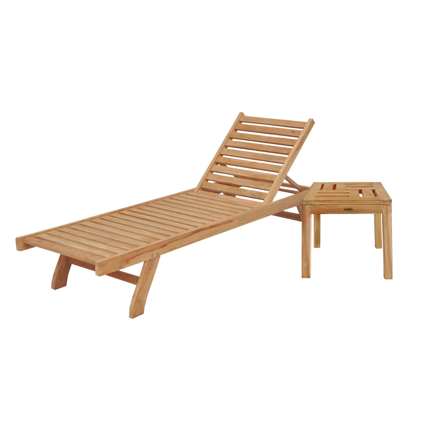 Salento - ensemble chaise longue à roulettes et table basse carrée 45x45 en teck - mobilier de jardin - mobilier extérieur/intérieur