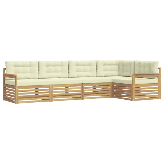 Ensemble de canapés d'extérieur 6 pcs blanc et crème polyester