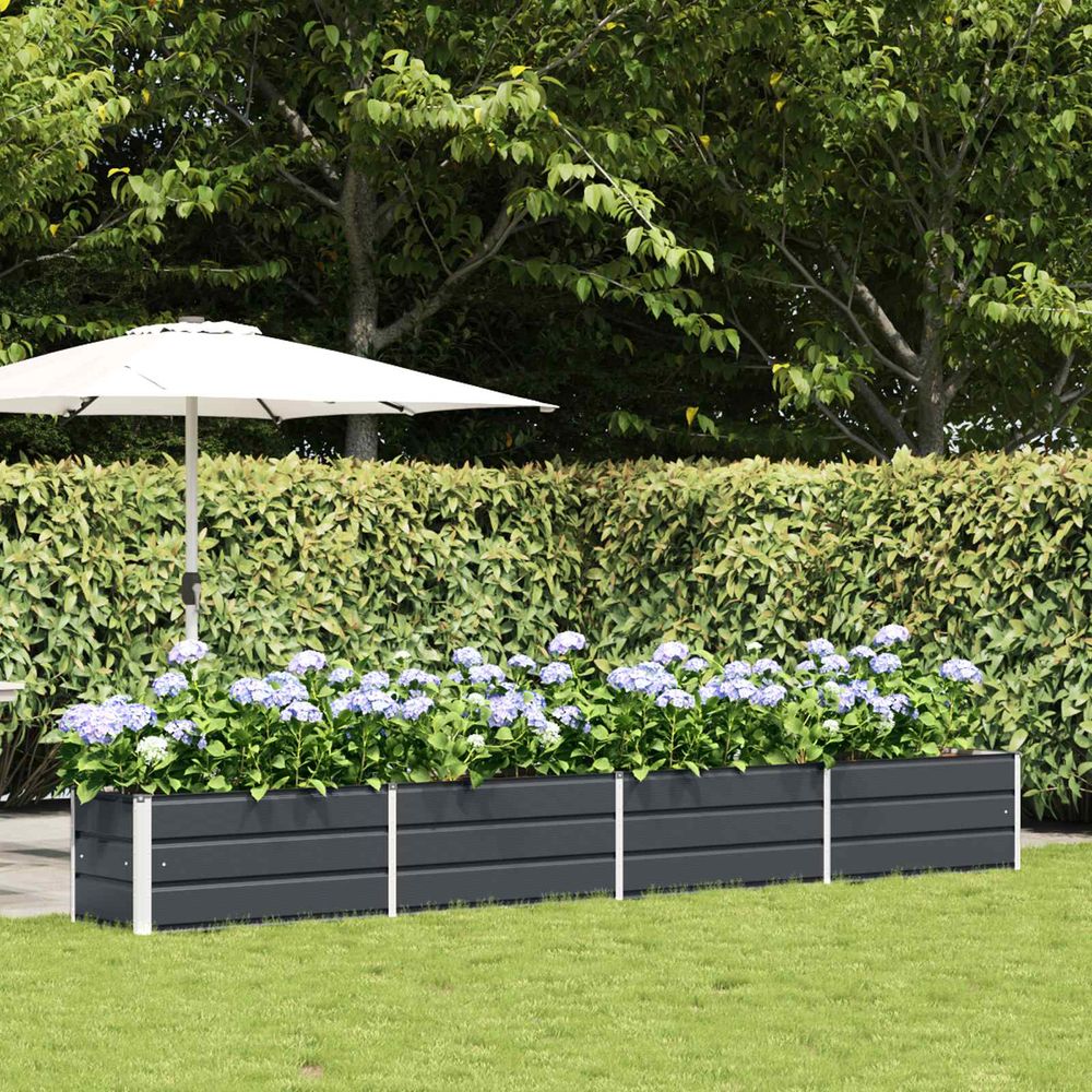 Jardinière extérieure acier galvanisé très longue 385x50x45 cm anthracite