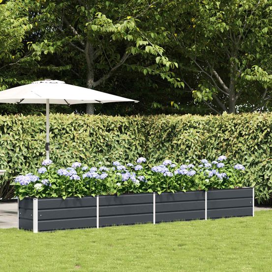 Jardinière extérieure acier galvanisé très longue 385x50x45 cm anthracite