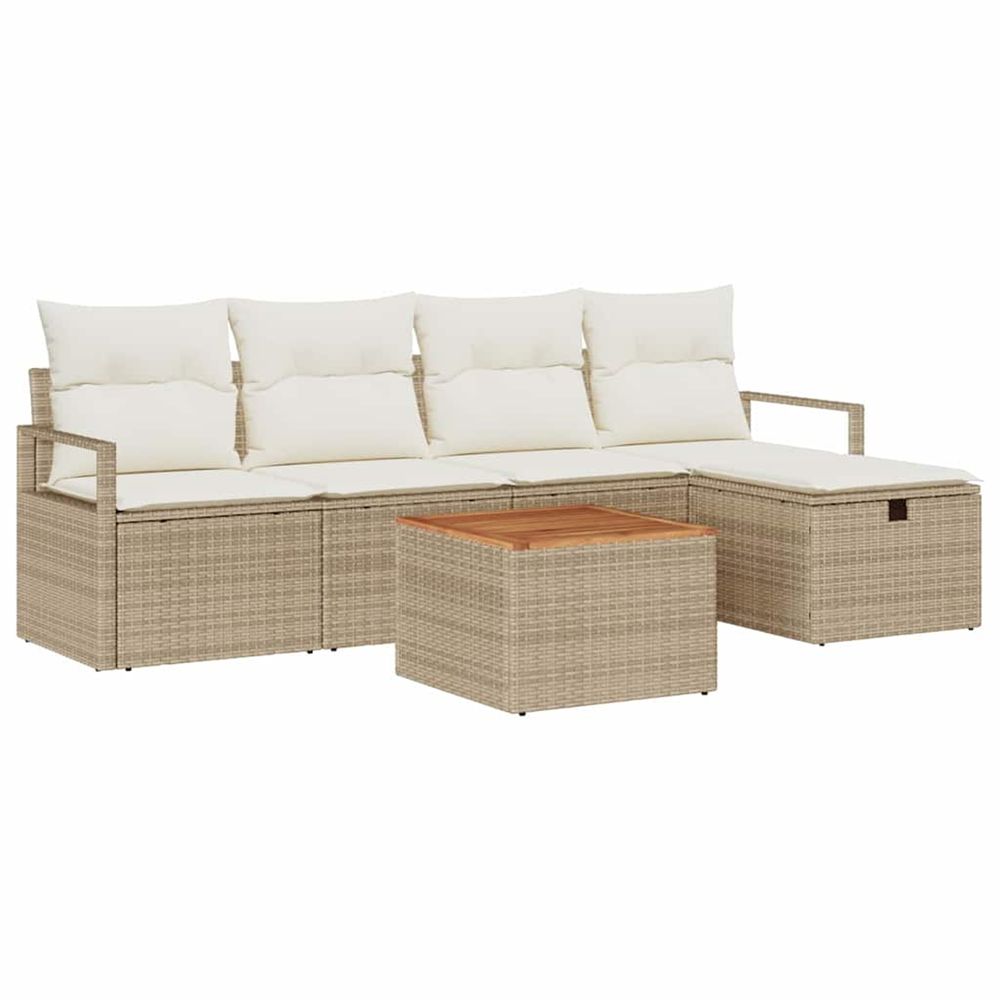 Ensemble de canapé de jardin 6 pc beige polyrotin