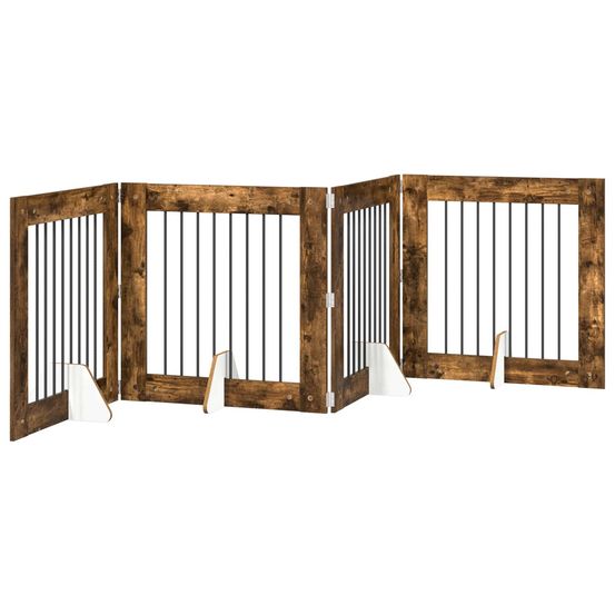 Porte de chien pliable avec supports 4 pc chêne fumé 321 cm