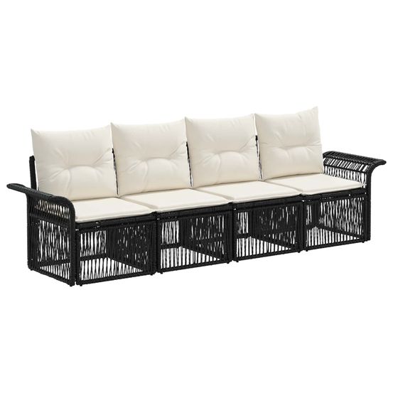 Ensemble de canapé de jardin 4 pc noir polyrotin