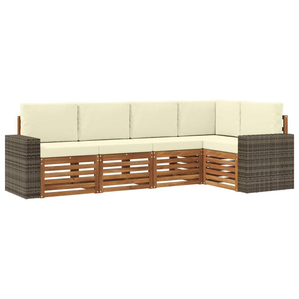 Ensemble de canapés d'extérieur 5 pc naturel et crème polyester