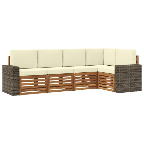 Ensemble de canapés d'extérieur 5 pc naturel et crème polyester