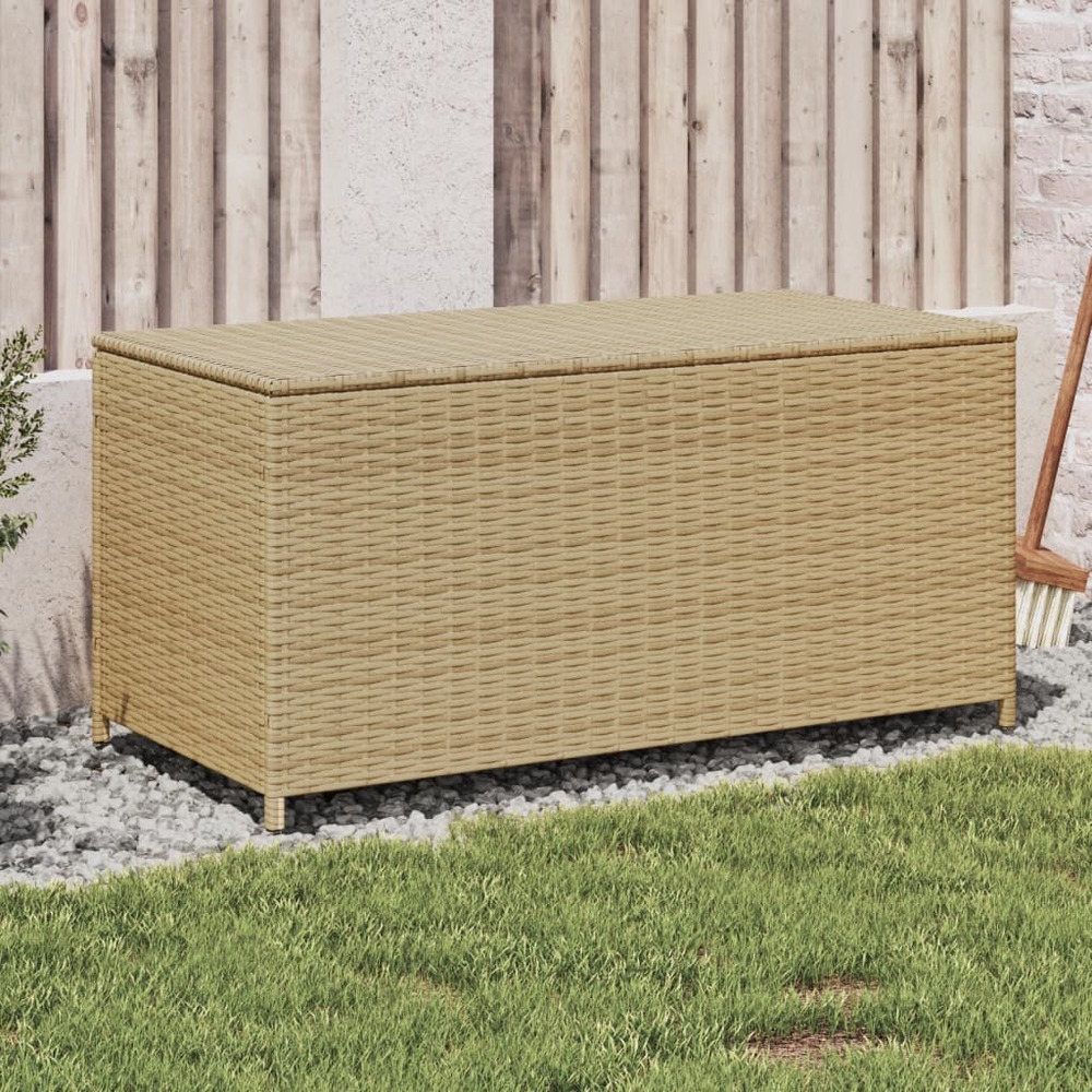 Boîte de rangement de jardin mélange beige 190l résine tressée