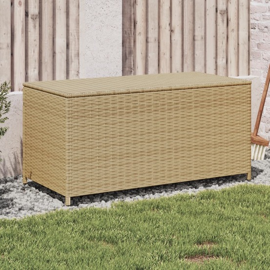 Boîte de rangement de jardin mélange beige 190l résine tressée