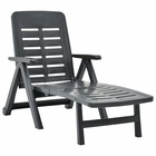Transat chaise longue bain de soleil lit de jardin terrasse meuble d'extérieur pliable plastique anthracite