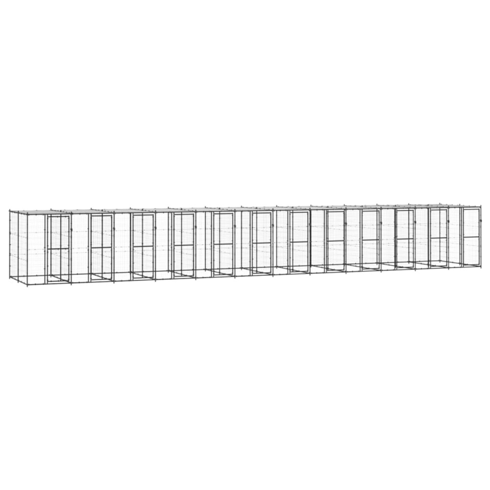 Chenil extérieur acier avec toit 29,04 m²