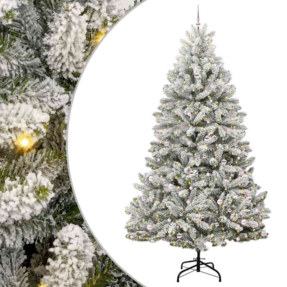 Sapin de noël artificiel vert et blanc 300 cm pvc et métal