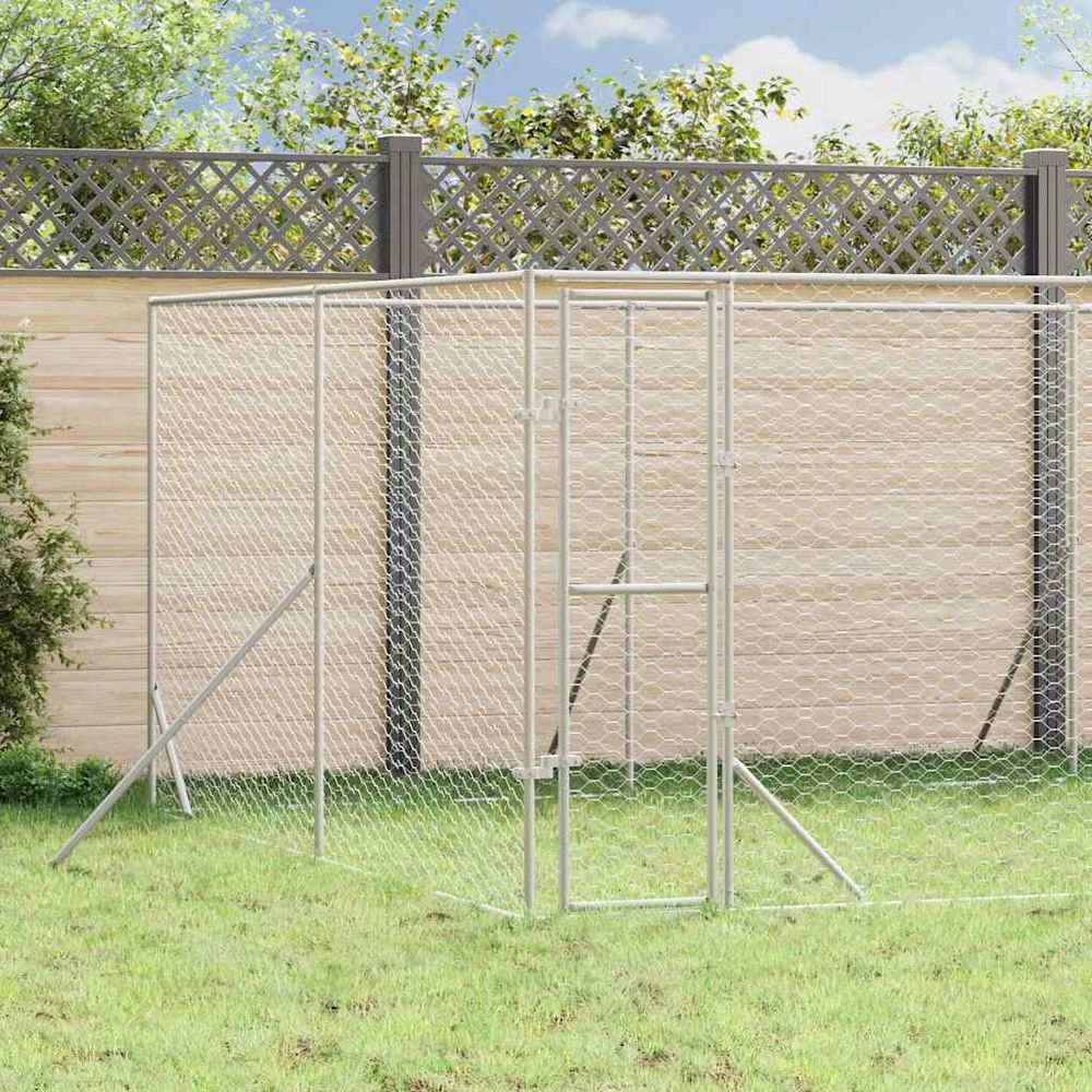 Chenil extérieur acier galvanisé pour chiens et animaux jardin 8x8x2 m