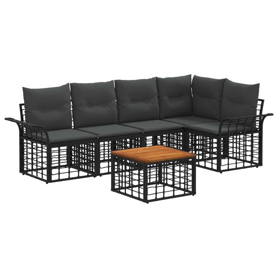 Ensemble de canapés d'extérieur 6 pc noir et gris foncé