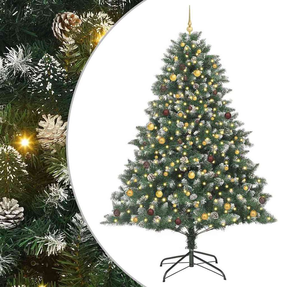 Sapin de noël artificiel vert 240 cm pvc, plastique et acier