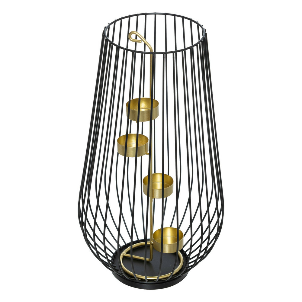 Bougeoir 4 photophores en métal noir et doré h 35 cm