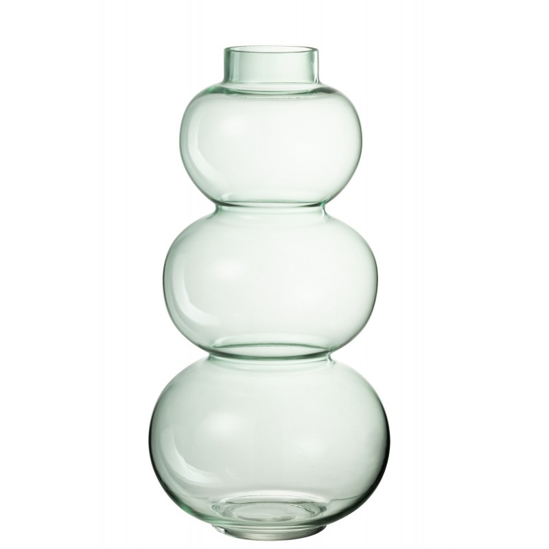 Vase 3 boules en verre vert 19x19x36 cm