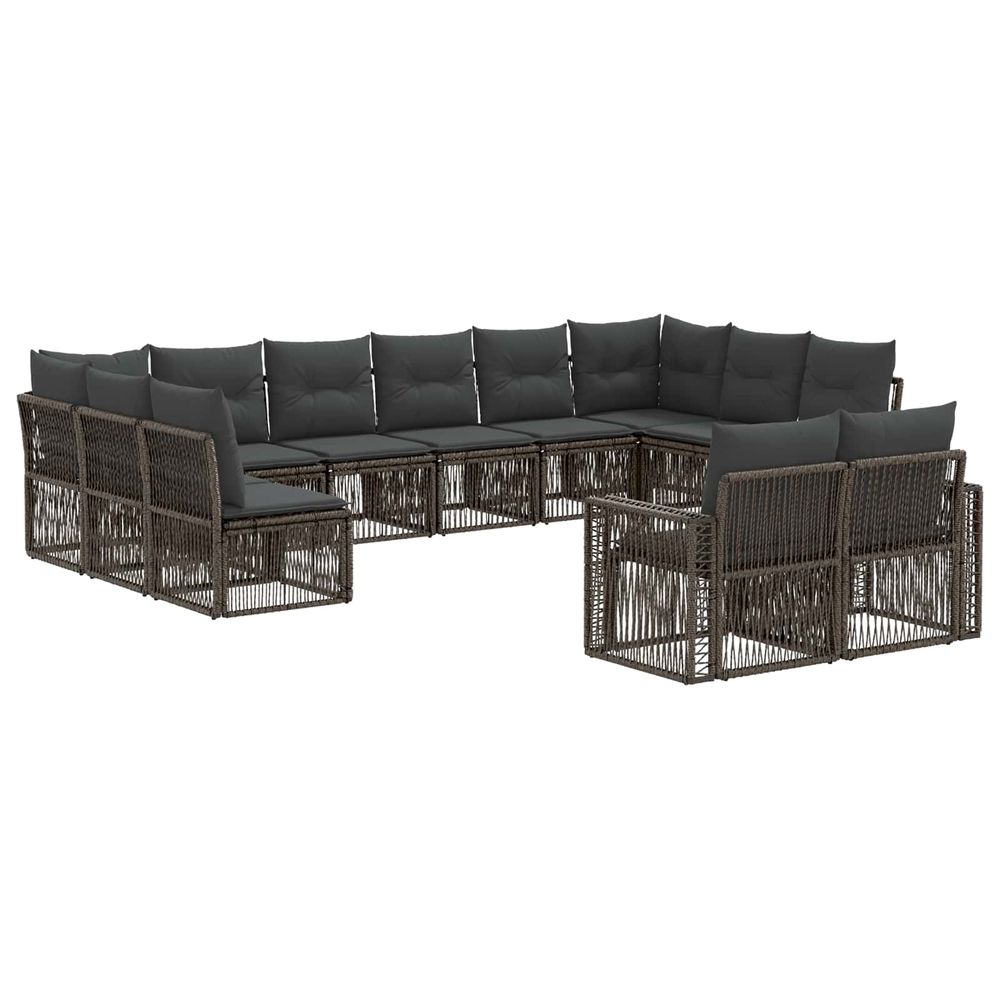 Ensemble de canapé de jardin 12 pc gris et gris foncé polyrotin