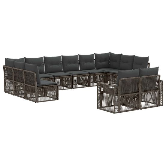 Ensemble de canapé de jardin 12 pc gris et gris foncé polyrotin