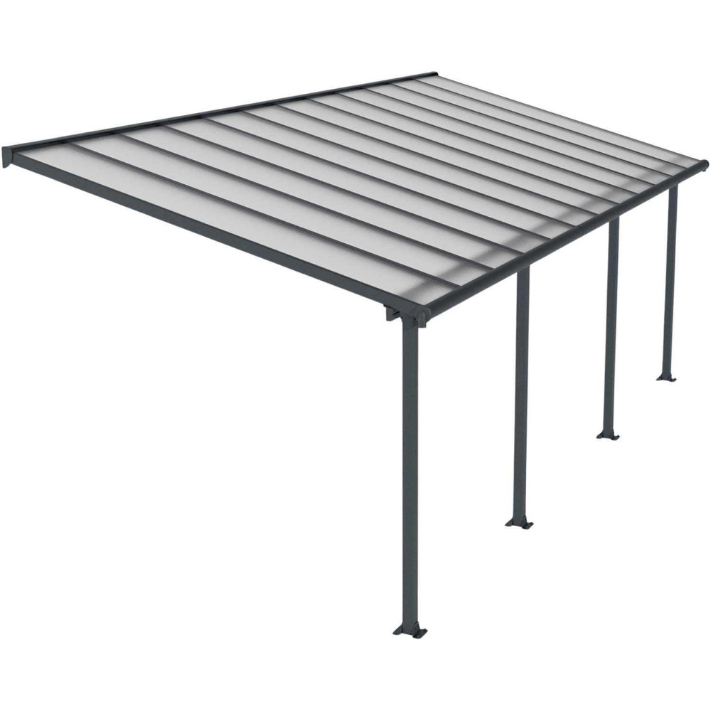 Pergola à adosser en aluminium gris et polycarbonate olympia 3 x 7.4 m