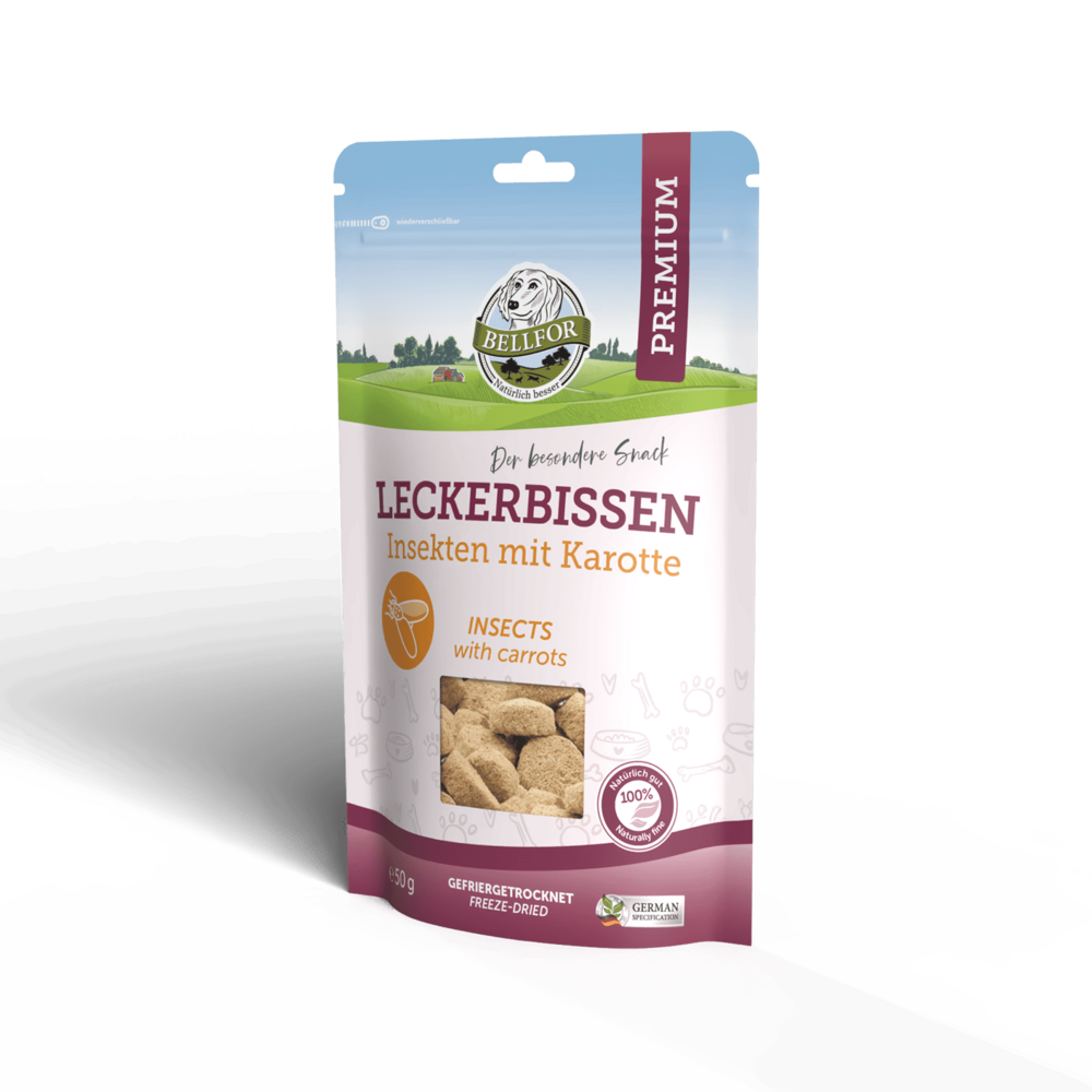 Friandises pour chiens - insectes avec carotte (lyophilisé) - 50 g