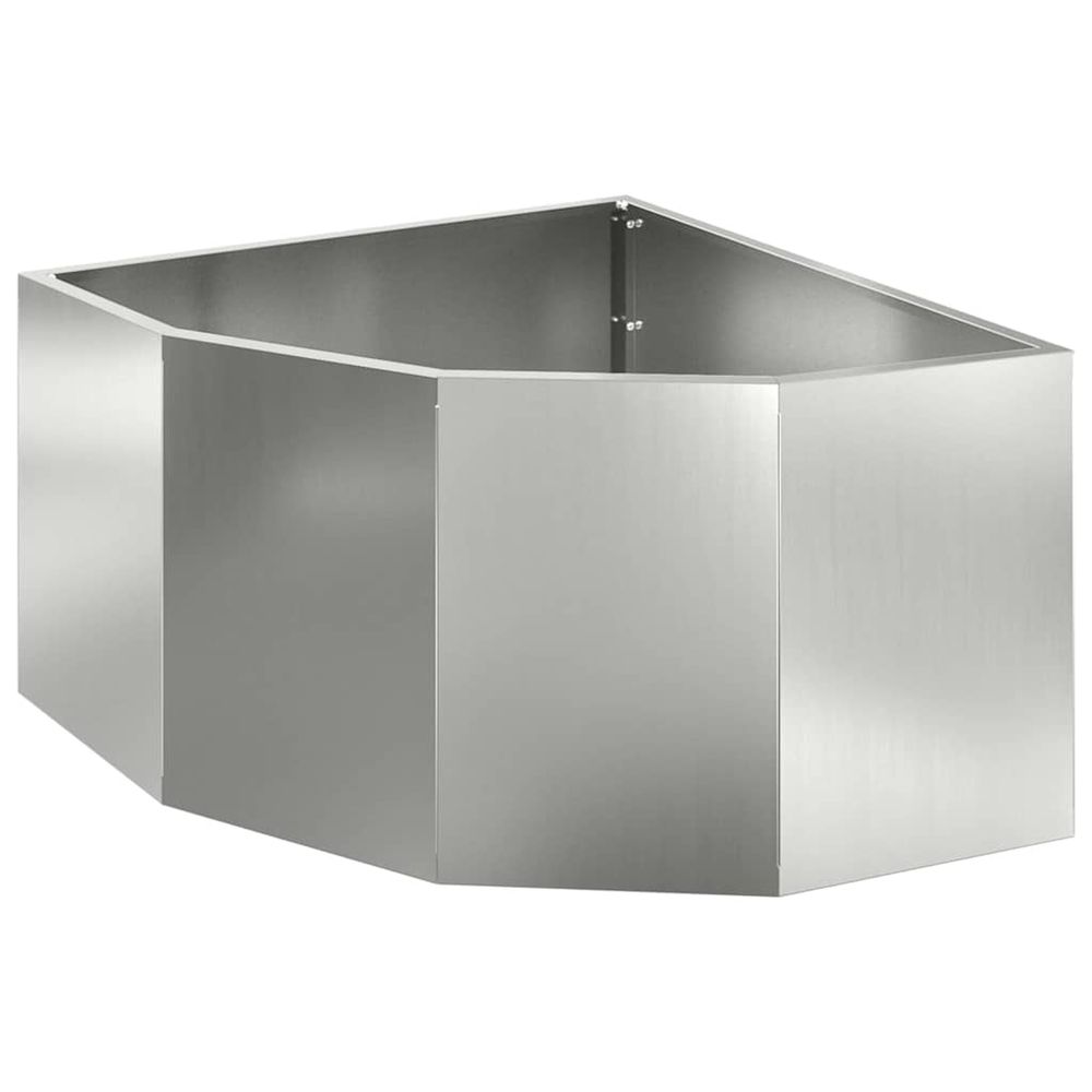 Jardinière d'extérieur d'angle argenté 60 x 60 x 35 cm acier galvanisé