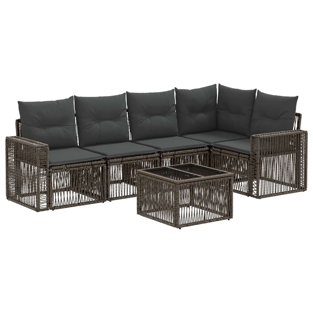 Ensemble de canapé de jardin 6 pc gris et gris foncé polyrotin