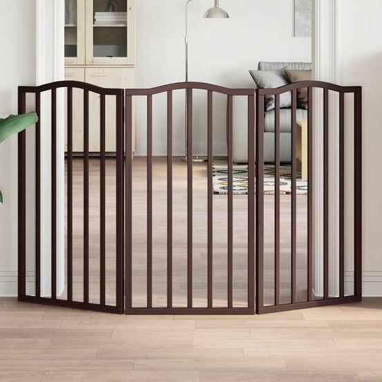 Barrière de sécurité chien haute 90cm bois 3 panneaux chêne 150cm