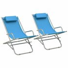 Lot de deux transat chaises à bascule acier bleu