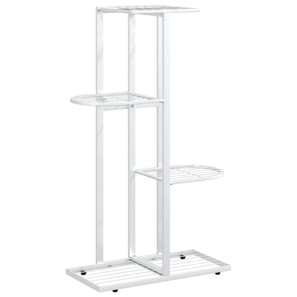 Support pour plantes 4 niveaux 43x22x76 cm blanc métal