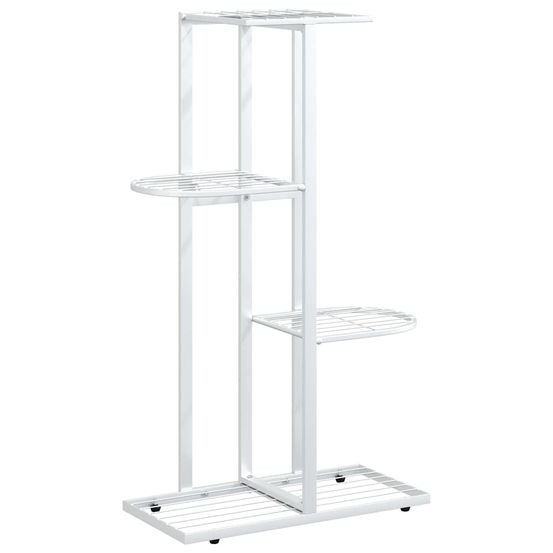 Support pour plantes 4 niveaux 43x22x76 cm blanc métal