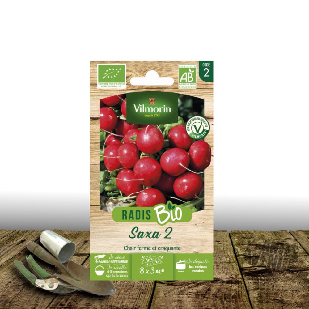Graines de radis rond saxa 2 - sans traitement - vilmorin sachet