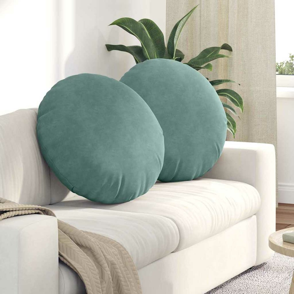 Coussins de siège 2 pcs vert mer ø60 x 21 cm velours