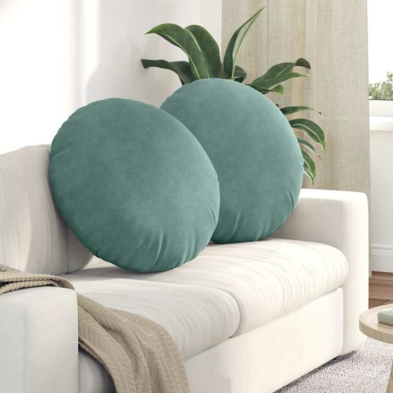 Coussins de siège 2 pcs vert mer ø60 x 21 cm velours