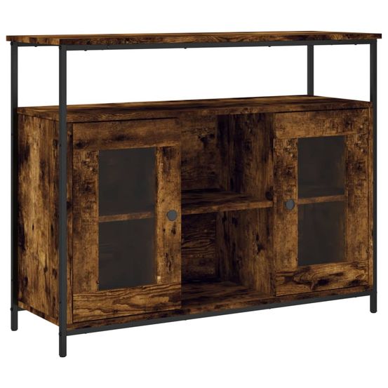 Buffet bahut commode armoire meuble de rangement organisateur cuisine salle de séjour salon 100 x 35 x 80 cm bois d'ingénieri
