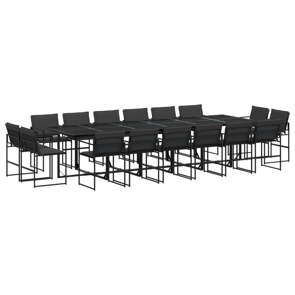 Ensemble à manger de jardin avec coussins 17 pcs noir textilène