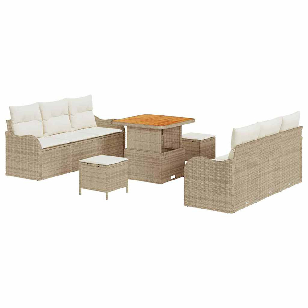 Ensemble de canapé de jardin avec coussin 9 pcs beige et crème