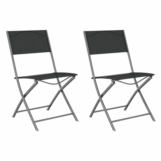 Chaises d'extérieur pliables lot de 2 noir acier et textilène