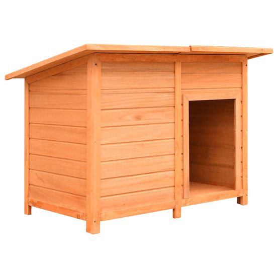 Niche pour chien en bois de pin massif abri extérieur avec toit étanche 120x77x86 cm brun