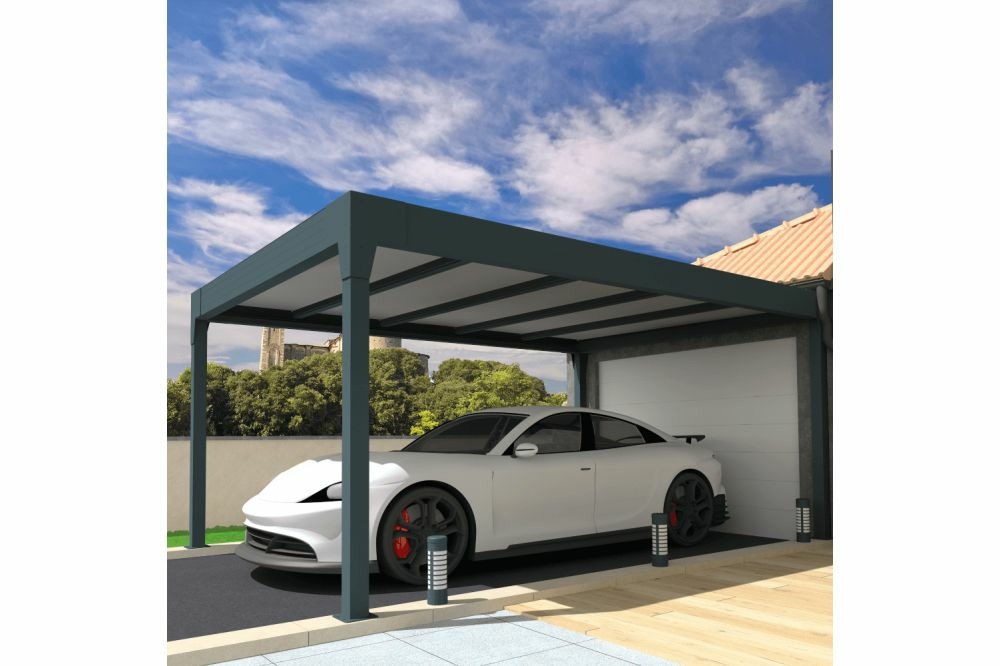 Carport isotoit® modern îlot gris anthracite 6,26x4,50m