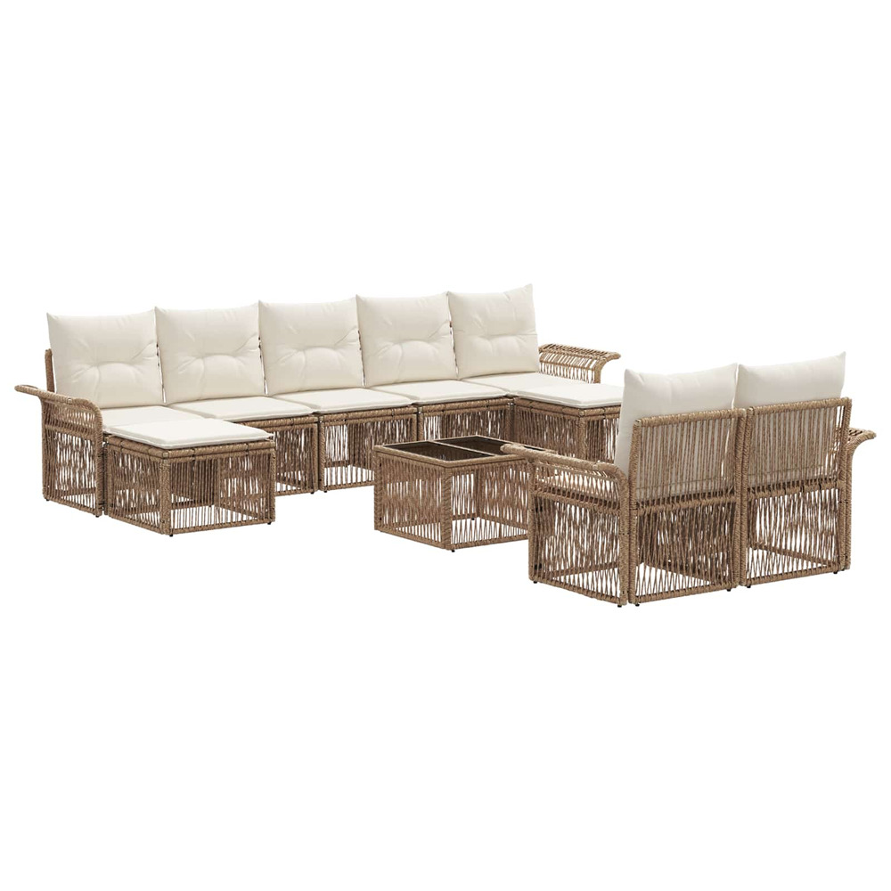 Ensemble de canapé de jardin 10 pcs beige polyrotin
