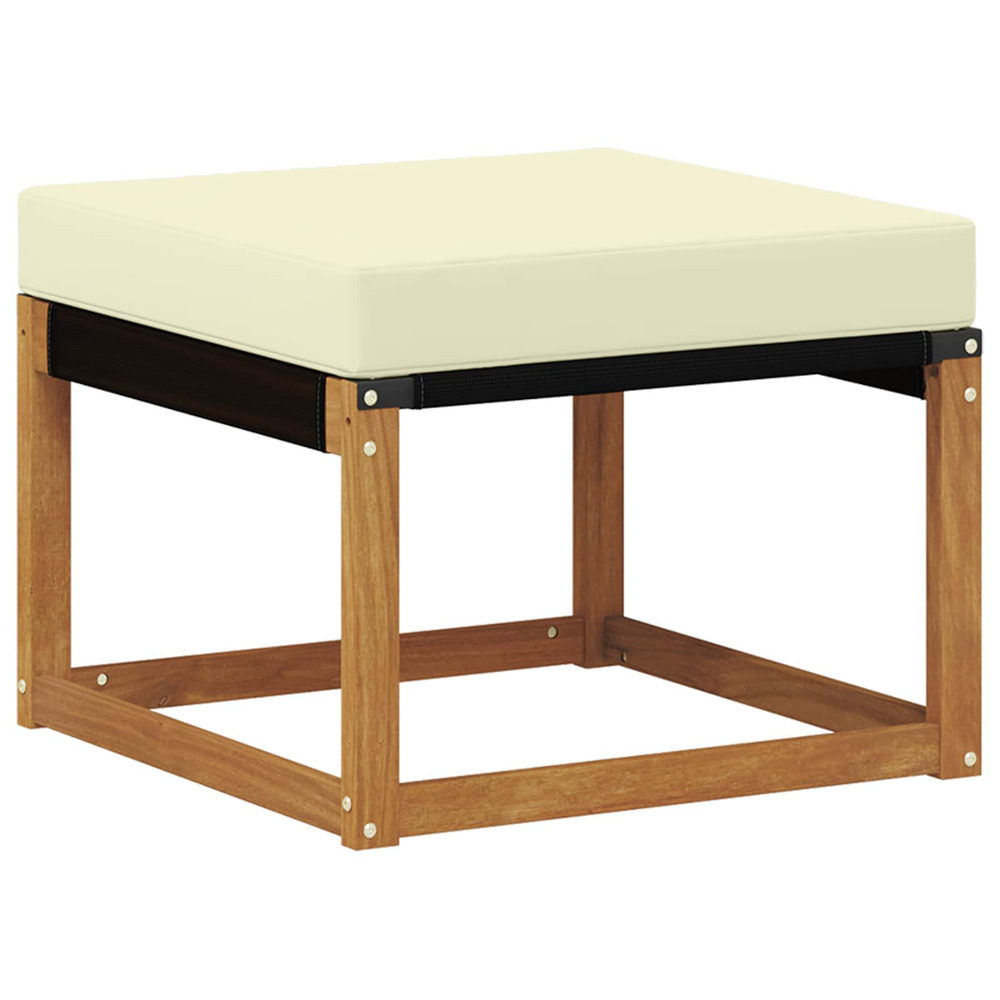 Pouf d'extérieur bois d'acacia massif et tissu textilène